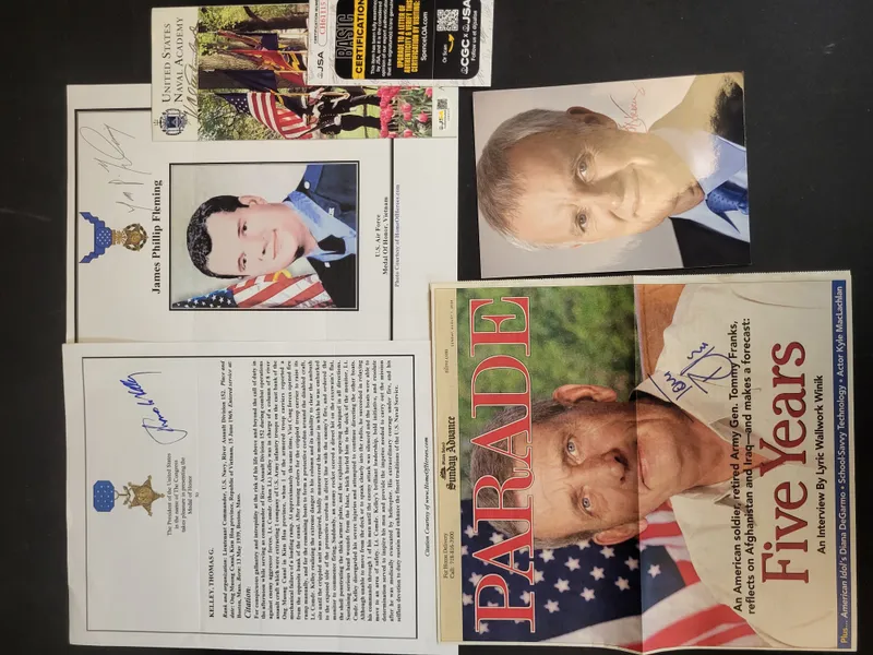 I03387 | A Collection of Five Autographed U.S. Military Memorabilia Items Including General Tommy Franks and Medal of Honor Recipients from auction in Frederick, Maryland