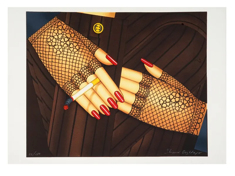 SHIMON OKSHTEYN AMERICAN LTD ED LITHOGRAPH SMOKING HANDS from auction in New York, New York