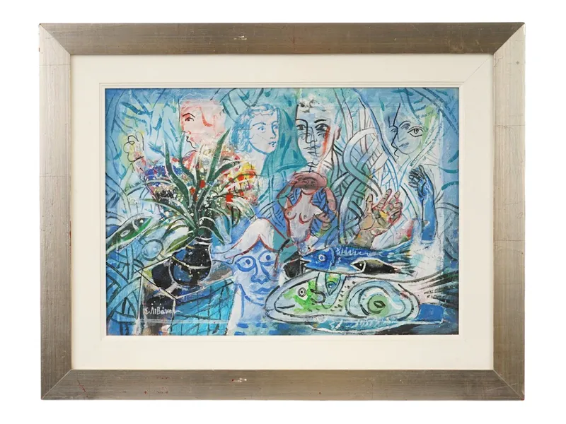 STATHIS LIVANIS GREEK MIXED MEDIA PAINTING 2004 from auction in New York, New York