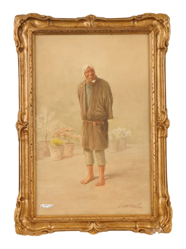 MALE PORTRAIT WATERCOLOR PAINTING SIGNED from auction in New York, New York