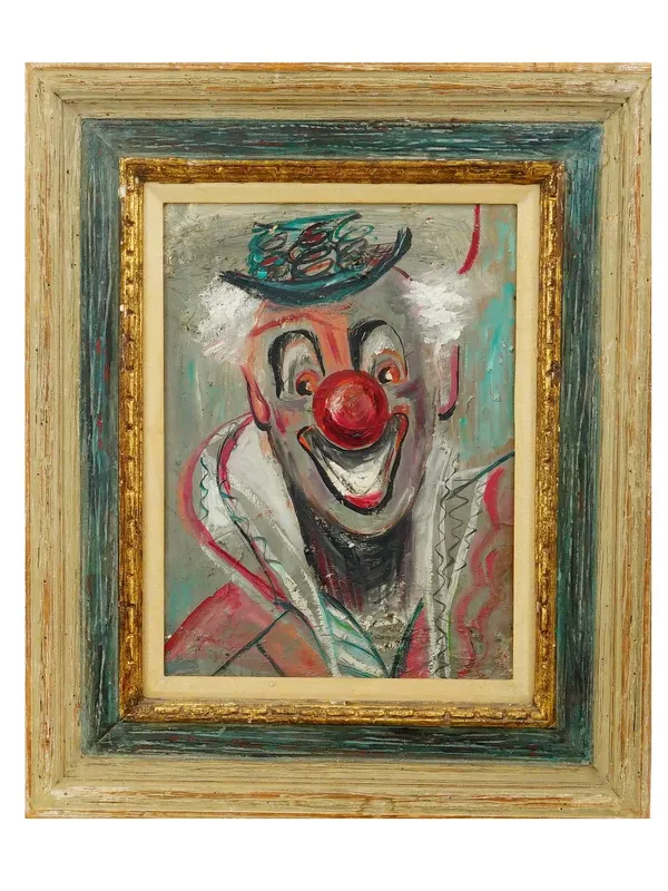 ATTR TO NAHUM TSCHACBASOV OIL PAINTING CLOWN PORTRAIT from auction in New York, New York