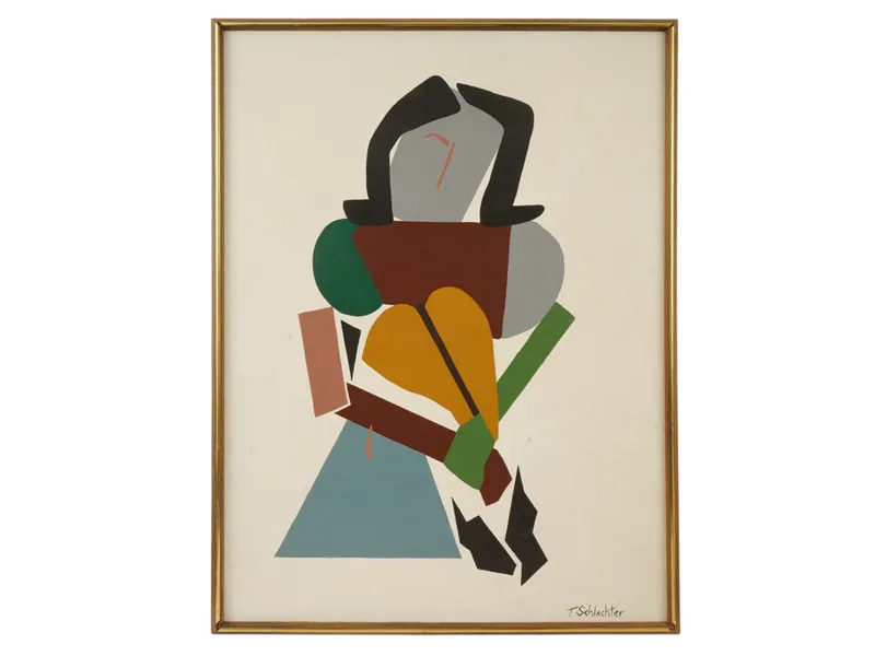 THERESA SCHLACHTER ABSTRACT FEMALE PORTRAIT PAINTING from auction in New York, New York