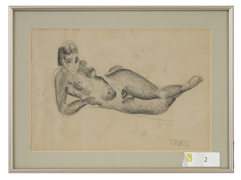 GREEK AMERICAN NICHOLAS TAKIS MID CENTURY NUDE DRAWING from auction in New York, New York