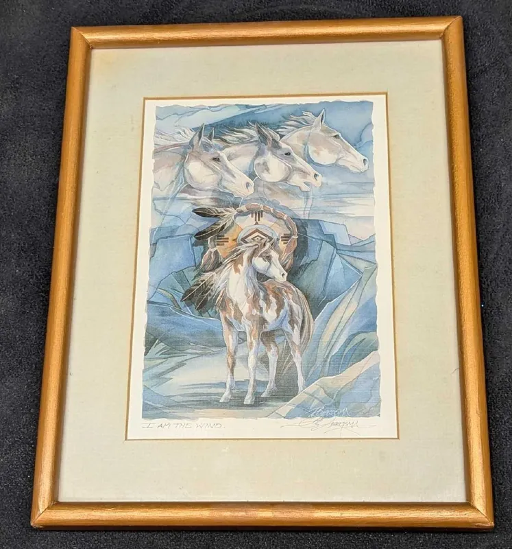 Signed Framed Jody Bergsma I Am The Wind Horse Print from auction in Orlando, Florida