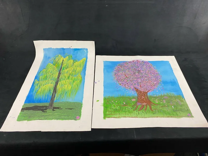 Original Signed Leida Diaz Acrylic On Canvas Nature Scene Paintings Lot Of 2 from auction in Orlando, Florida
