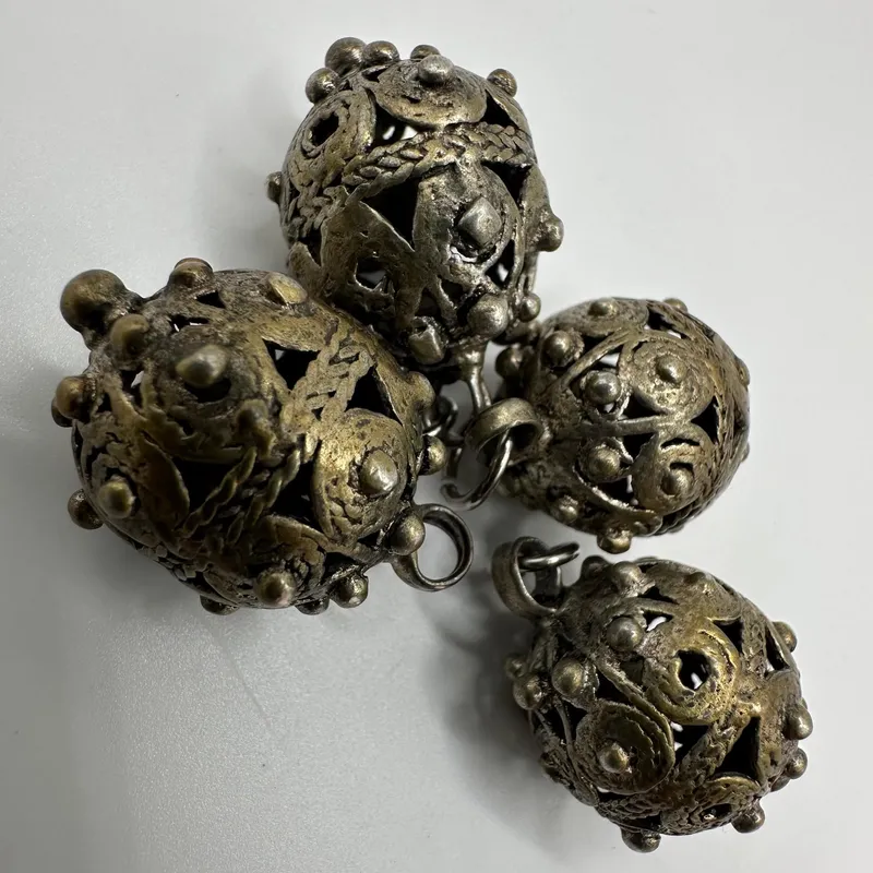 Silver Filigree Ball Charms Openwork Patterns Granulation Work from auction in Orlando, Florida