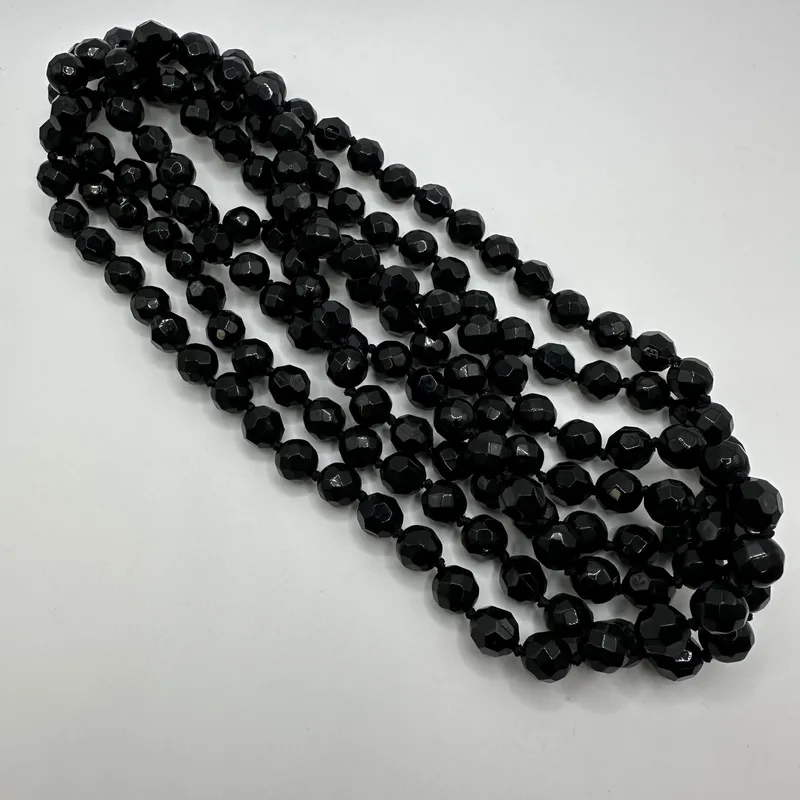Large Long Blass Glass Faceted Round Beaded Necklace from auction in Orlando, Florida