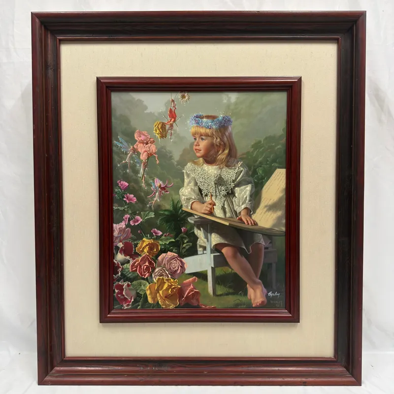 Bob Byerley Signed and Numbered Giclee Print Framed Fairy Whimsical Fantasy Scene R240 from auction in Orlando, Florida