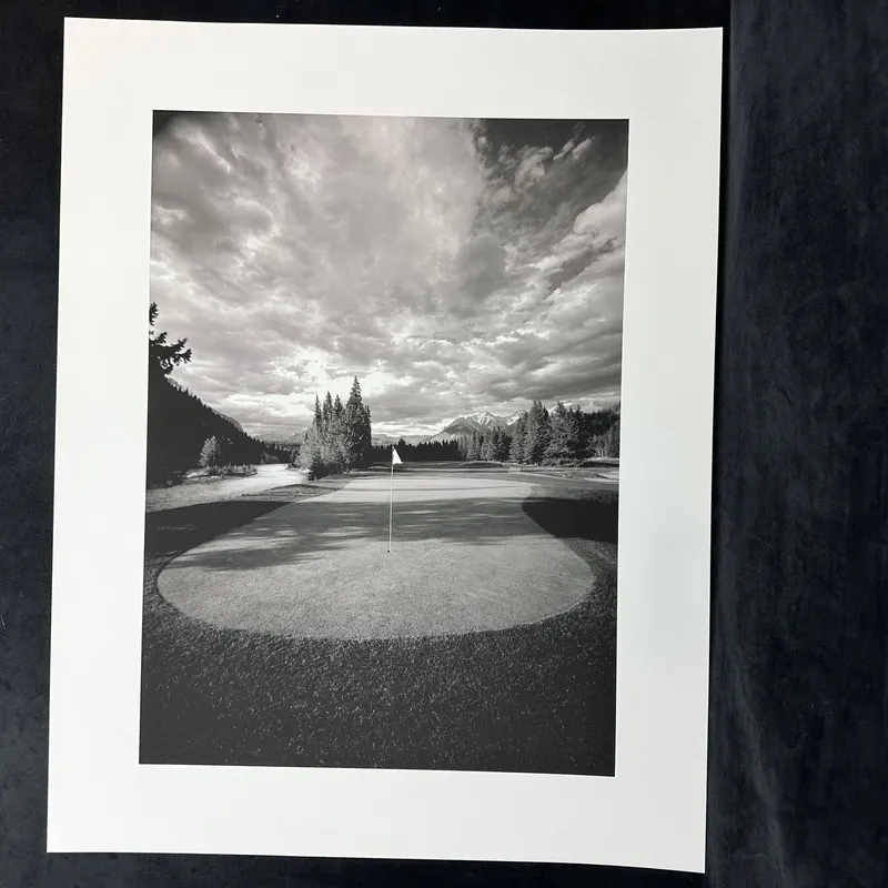 Black and White Fine Art Photograph Print Golf Course Landscape with Mountain View from auction in Orlando, Florida