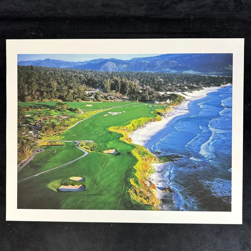 Pebble Beach Golf Links Coastal Aerial Photograph Print California Golf Course Ocean Coast from auction in Orlando, Florida
