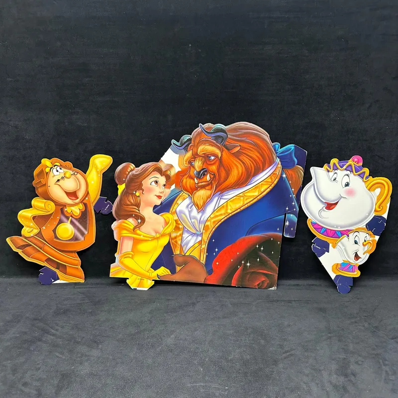 Disney Beauty and The Beast Cardboard Standee Cutout Display Belle Cogsworth Mrs. Potts Chip from auction in Orlando, Florida