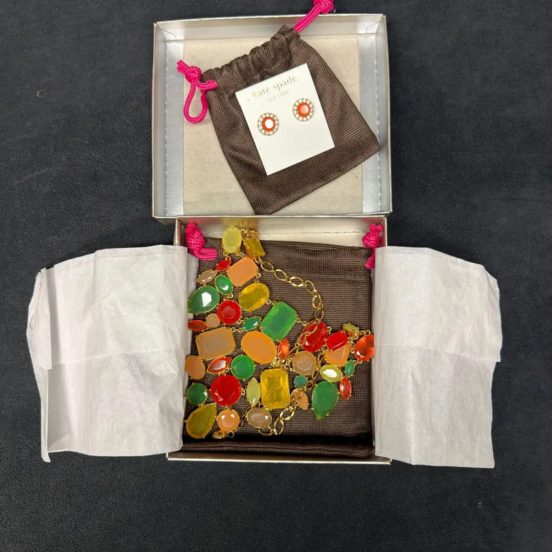 Kate Spade New York Statement Necklace and Stud Earrings Set from auction in Orlando, Florida