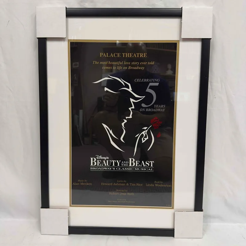 Disney Beauty and the Beast Musical Broadway Poster Framed Palace Theater from auction in Orlando, Florida