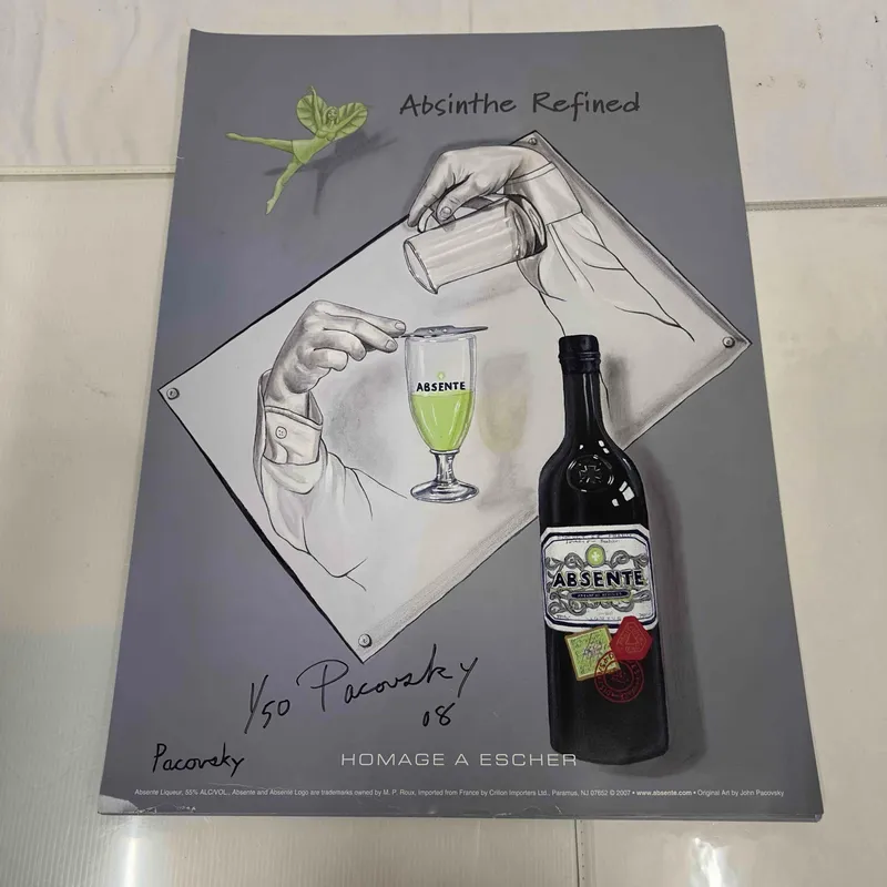 Homage A Escher by John Pacovsky Hand Signed and Numbered 23 Posters Absinthe Refined Ad Poster Set from auction in Orlando, Florida