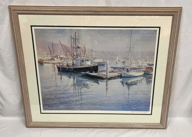 Signed & Numbered Mixed Media "Fisherman's Bay" By Chi-Leung Yuen from auction in Orlando, Florida