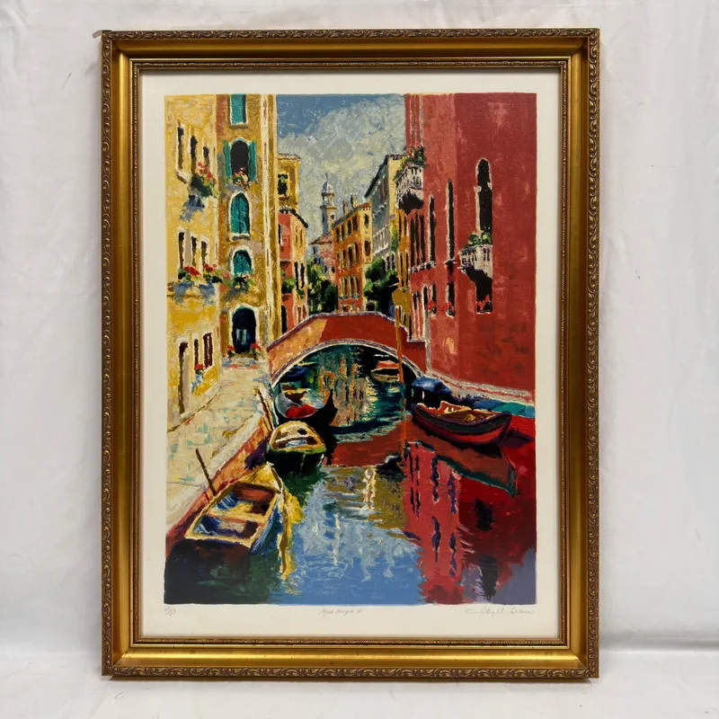 Hazel Soan Aqua Venezia IV Limited Edition Hand Signed Serigraph Numbered 391 of 425 from auction in Orlando, Florida