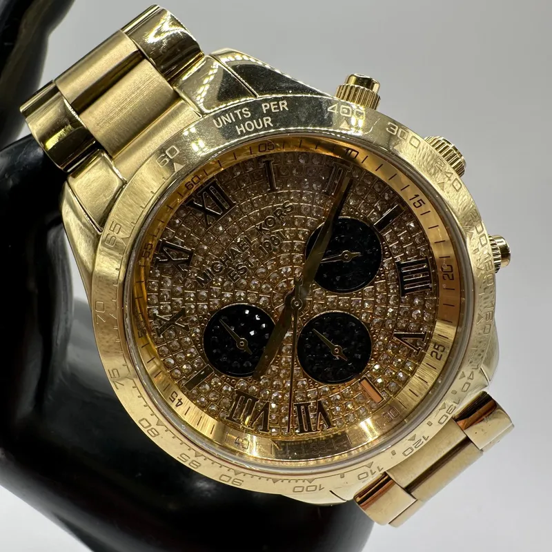 Michael Kors Gold Tone Chronograph Watch Pave Dial MK5830 from auction in Orlando, Florida