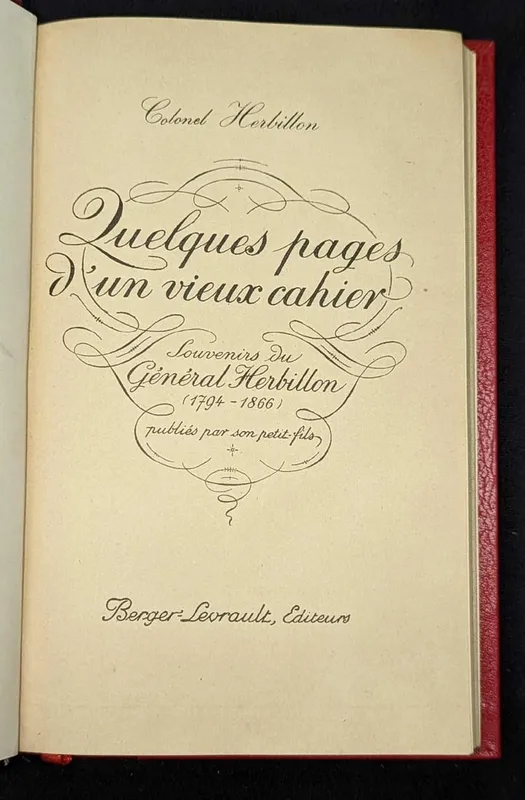 Quelques Pages D'un Vieux Cahier Hardcover Book from auction in Orlando, Florida