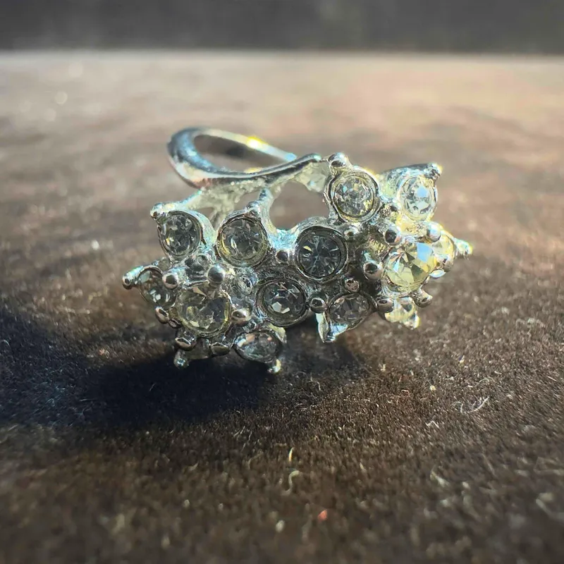 Gold Plated Cubic Zirconia Double Floral Flower Setting Ring from auction in Orlando, Florida