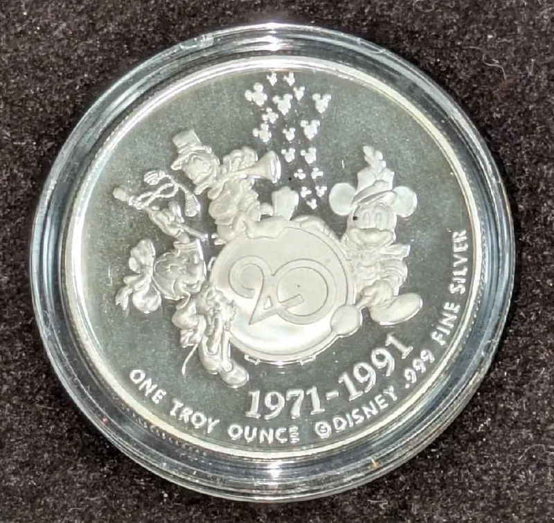 1991 WDW 20 Magical Years - .999 Fine Silver Coin LE from auction in Orlando, Florida