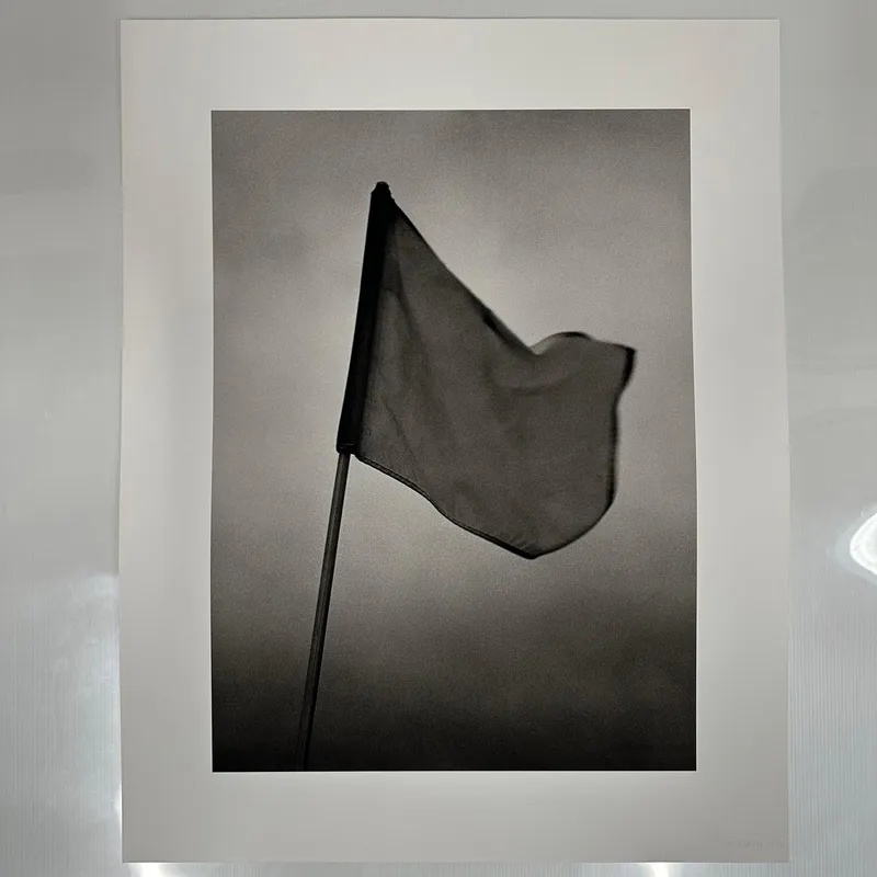 Golf Flag Michael Faye Embossed Black and White Fine Art Photograph Print from auction in Orlando, Florida
