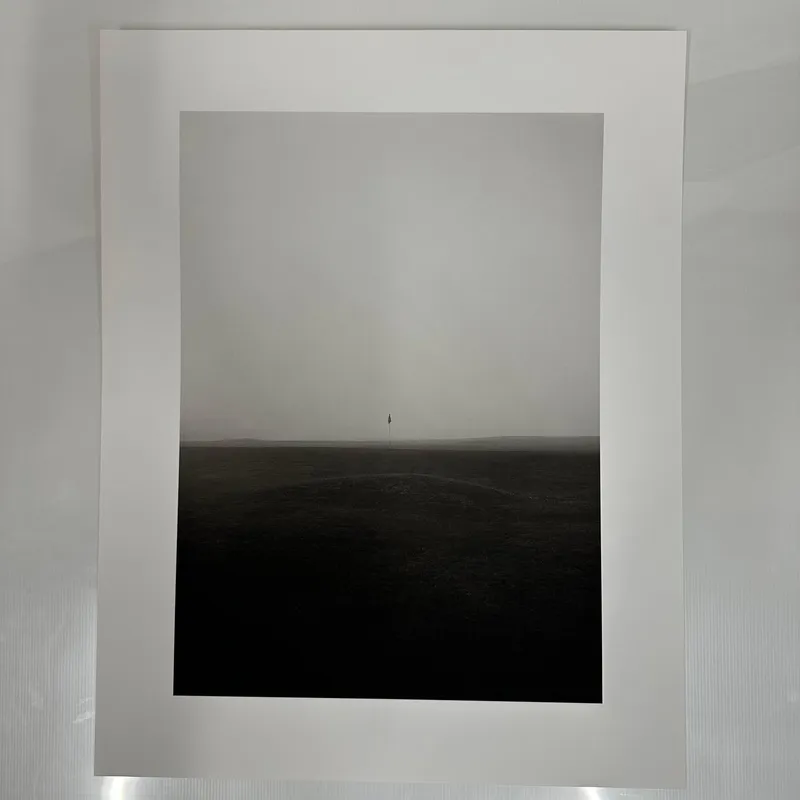 Black and White Minimalist Golf Course Photography Print Foggy Fairway Scene #3 from auction in Orlando, Florida