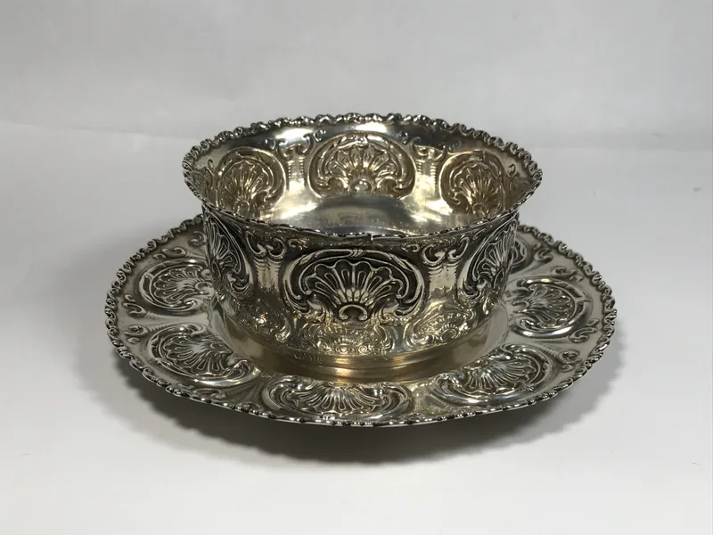 Repousse Sterling Bowl & Underplate from auction in 212 Cazenovia Street,