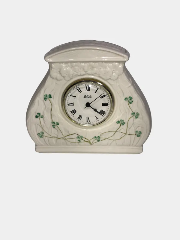 Belleek Irish Parian Porcelain Mantel Clock from auction in 212 Cazenovia Street, 