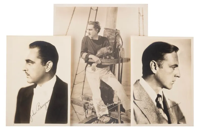 A Trio of John Barrymore Fan Cards. from auction in Studio City, California