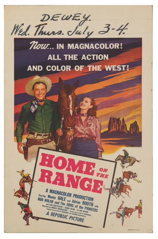 A "Home on the Range" Window Card. from auction in Studio City, California