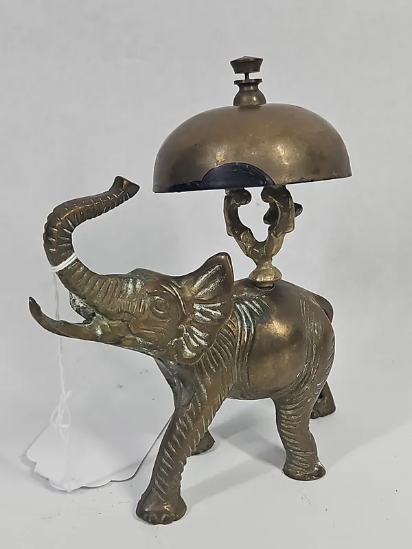Cast Brass Elephant Mechanical Tap Bell from auction in Dundee, Ohio