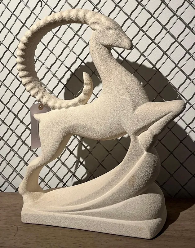 Textured Ceramic Leaping Ibex Sculpture from auction in Dundee, Ohio