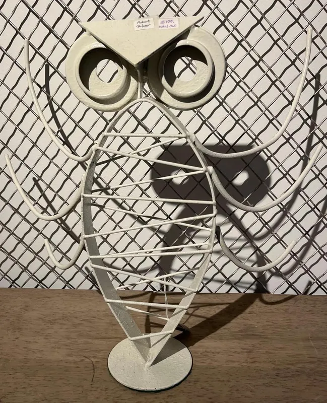 Robert Palmer Metal Owl Sculpture from auction in Dundee, Ohio