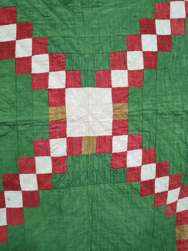 Antique American Triple Irish Chain Hand Quilt from auction in Dundee, Ohio