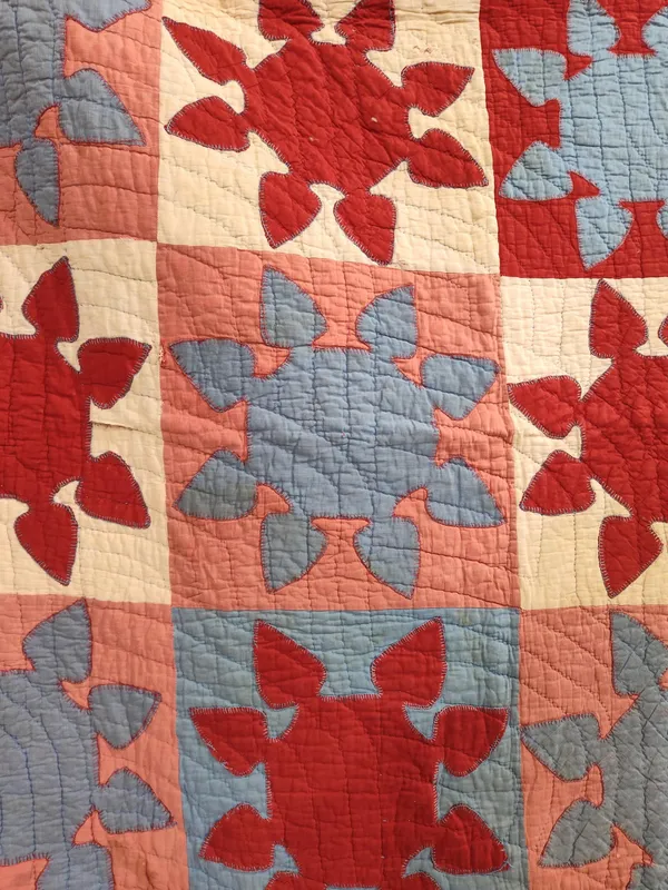 American Hand-Appliqued Princess Feather Quilt from auction in Dundee, Ohio