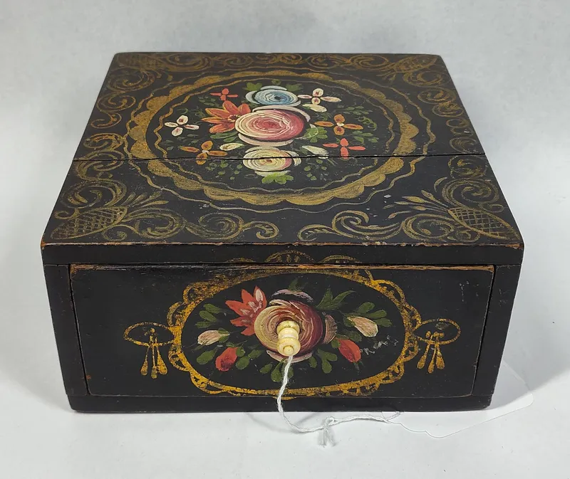 American Folk Art Painted Floral Chest from auction in Dundee, Ohio