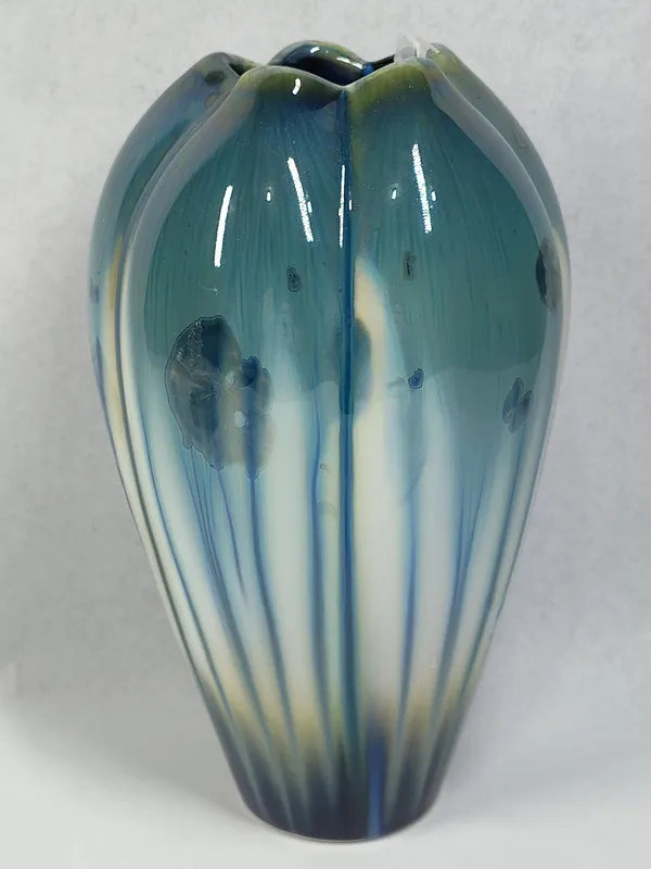 Bill Campbell Signed Crystalline Vase from auction in Dundee, Ohio