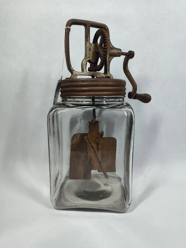 Dazey Hand-Crank Glass Butter Churn from auction in Dundee, Ohio