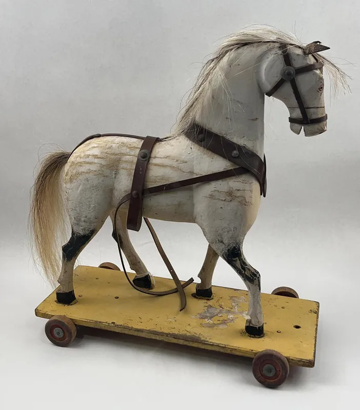 Antique Carved Wood Pull-Along Horse from auction in Dundee, Ohio