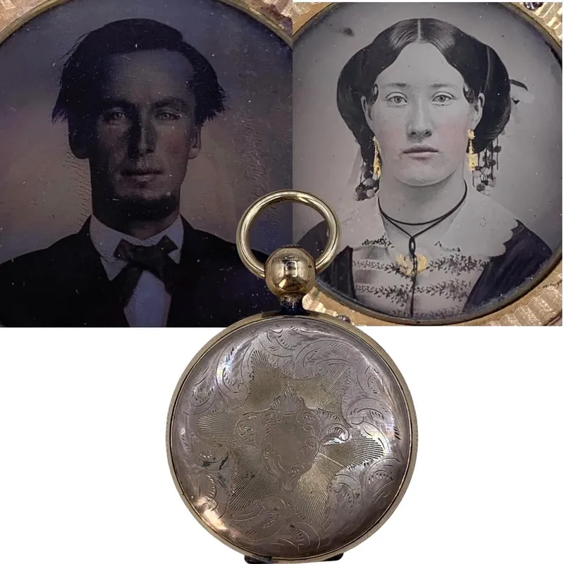 Civil War Era Double Ambrotype Large Size Victorian Sweetheart Locket from auction in Dundee, Ohio