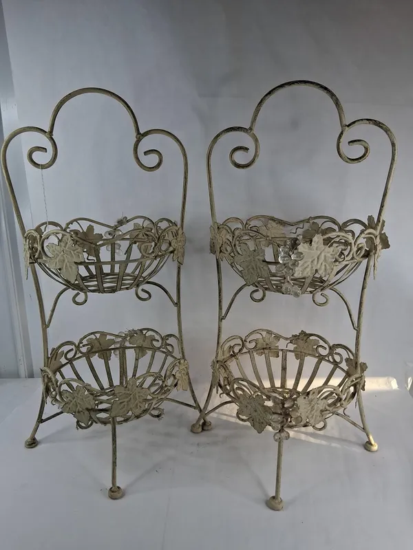 Pair Iron Grapevine Motif Basket Stands from auction in Dundee, Ohio