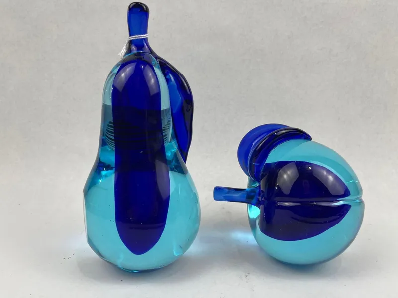 Pair Sommerso Glass Fruit Paperweights from auction in Dundee, Ohio