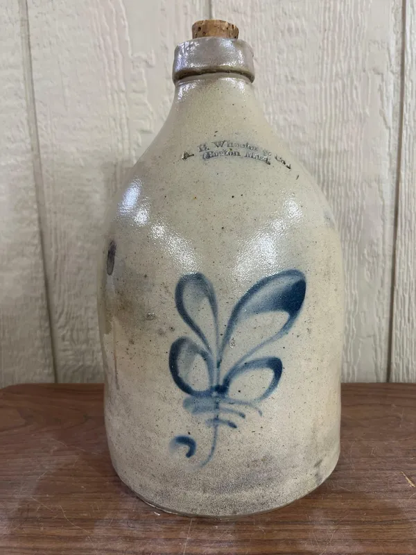 A.B. Wheeler & Co. Salt Glazed Jug from auction in Dundee, Ohio