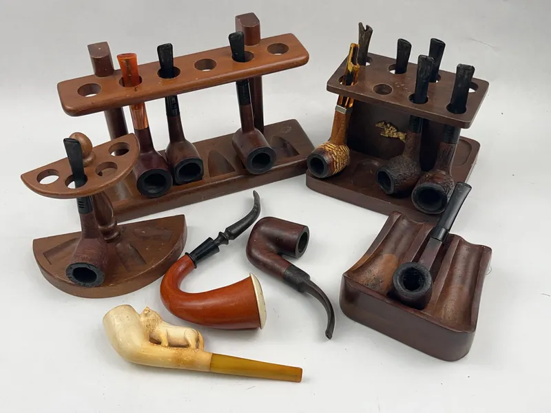 Briar & Meerschaum Pipes with Racks from auction in Dundee, Ohio