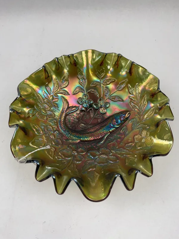 Millersburg Trout & Fly Carnival Bowl from auction in Dundee, Ohio