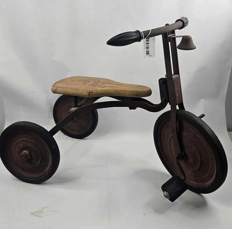 Antique Steel Child's Tricycle w/ Wood from auction in Dundee, Ohio