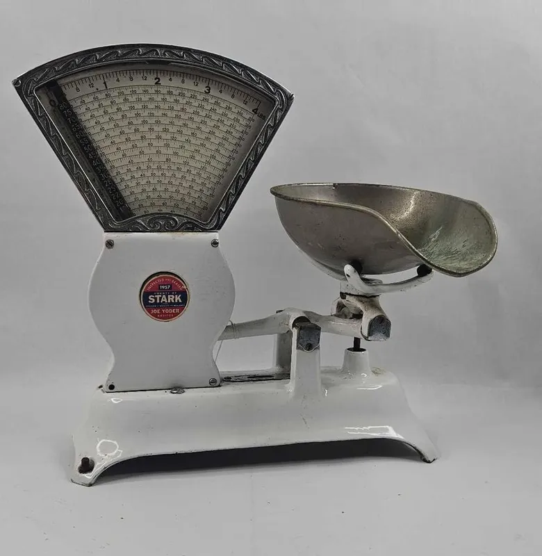 Pa. Scale Co. No. 4 Porc. Fan Scale from auction in Dundee, Ohio
