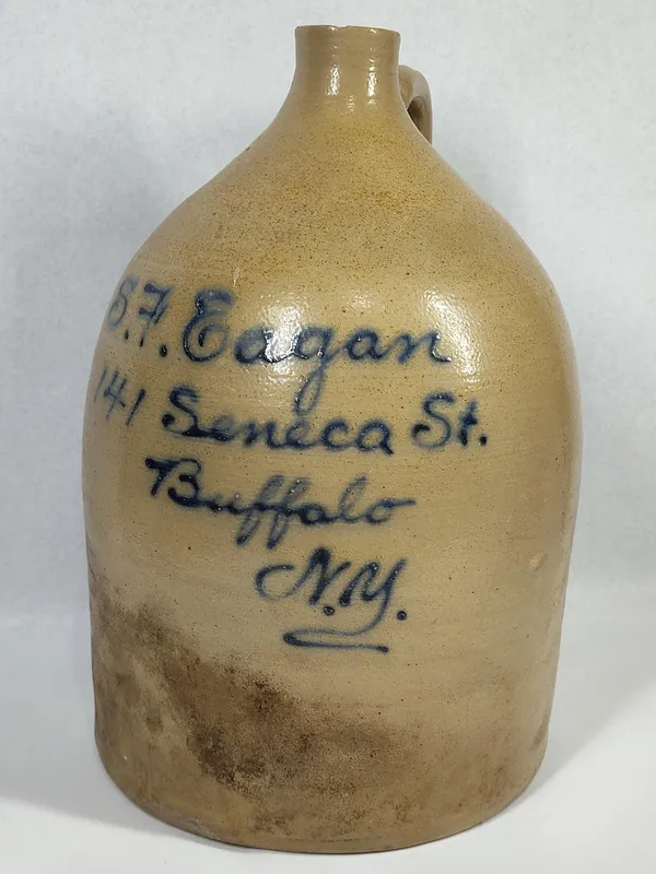 Lyons NY S.F. Eagan Advertising Jug from auction in Dundee, Ohio