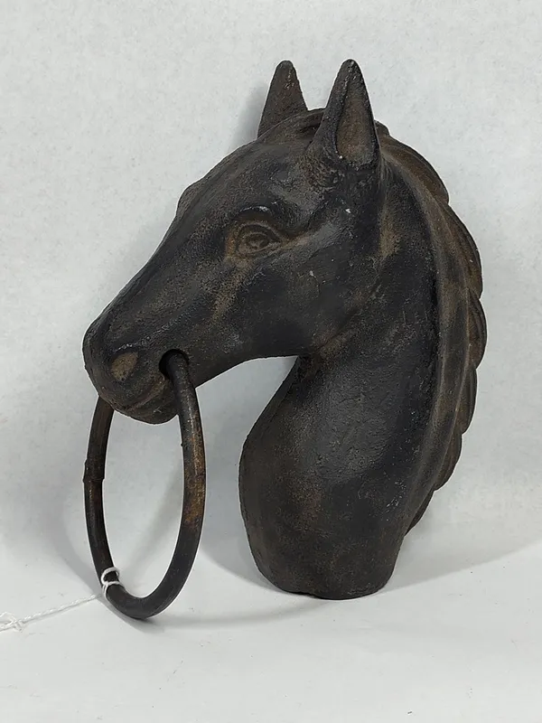 Iron Horse Head Hitching Topper w/ Ring from auction in Dundee, Ohio