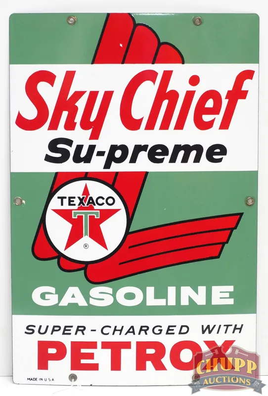 Sky Chief Su-preme, Texaco sign from auction in Shipshewana, Indiana